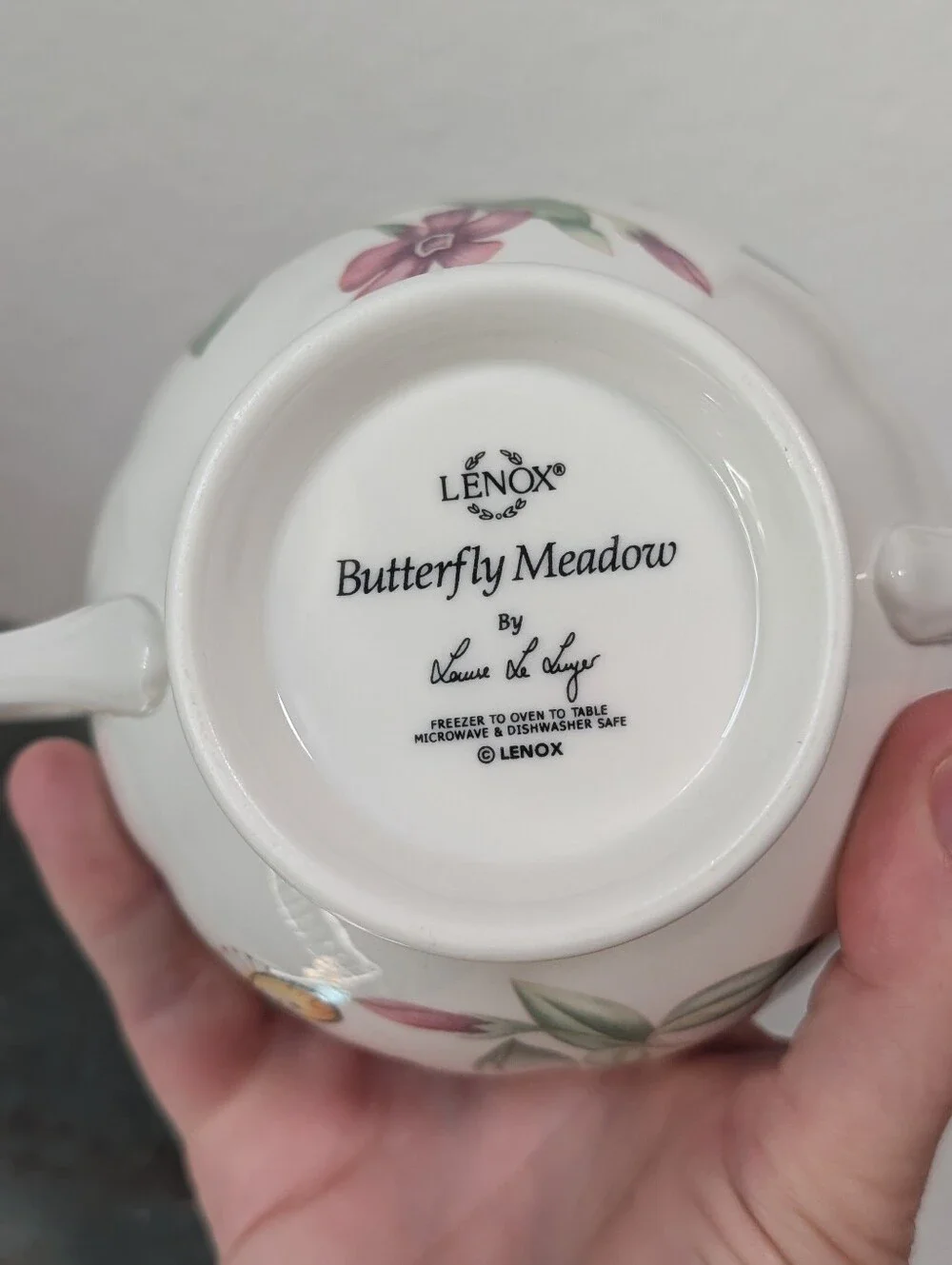 Vintage Lenox Butterfly Meadow Creamer and Lidded Sugar Louise Le Luyer Floral